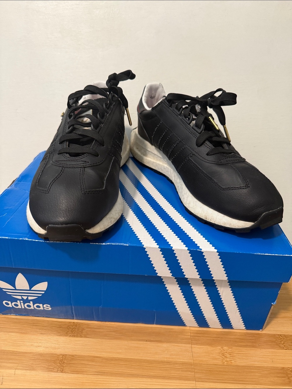 Adidas Women’s Black Leather Retro Runner Sneakers